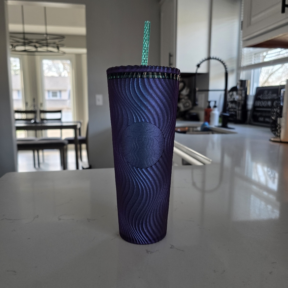 Starbucks 2024 Purple Iridescent Wave Venti Tumbler 24oz Oil Slick Teal Mermaid